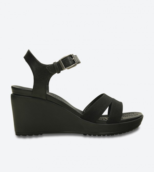 Leigh Ii Ankle Strap Wedge Sandals - Black 202511-060