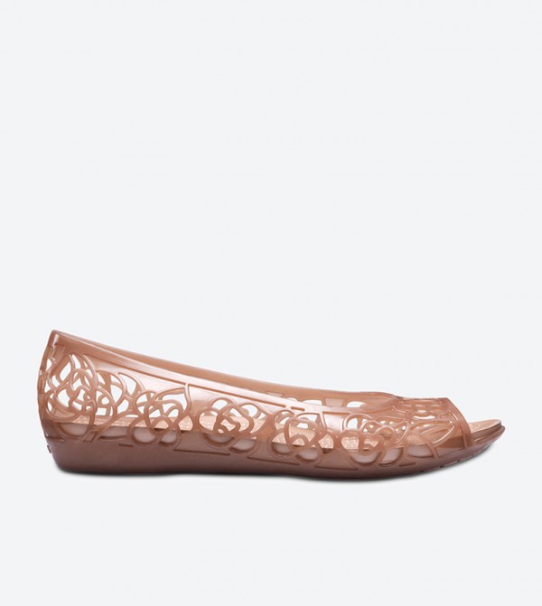 Isabella Jelly Lazer Cut Peep Toe Ballerinas - Brown 203285-81D