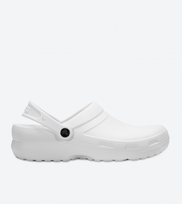 Round Toe Sling Back Closure Clogs - White
