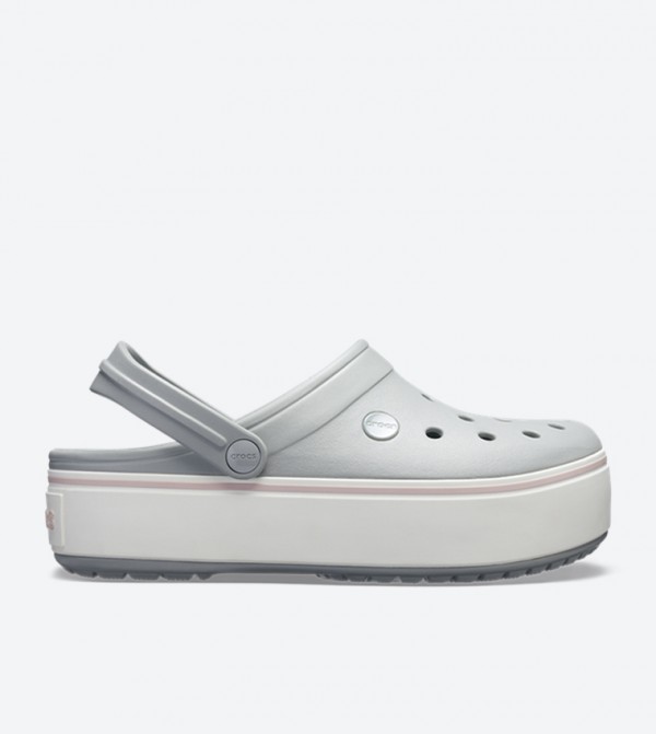 Crocband Round Toe Sling Back Strap Closure Platform Clog - Grey