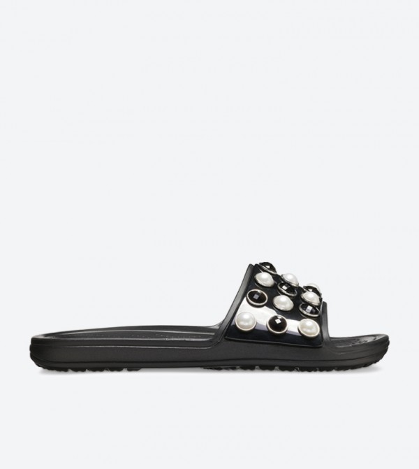 Sloane Timeless Pearl Embroidered Slides - Black 205440-001